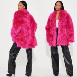 Hot Pink Faux Fur Jacket